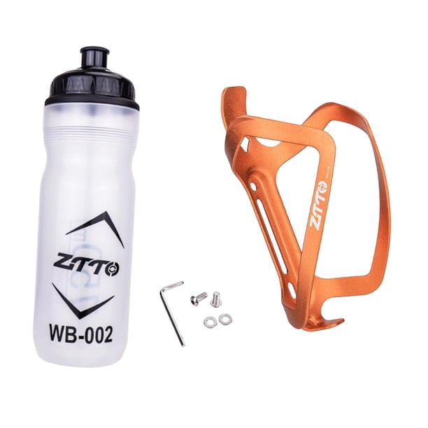 Portabotellas de agua para bicicleta de montaña con botella, accesorios deportivos, fácil instalación para viajes largos, jaula de aleación de alumini Naranja