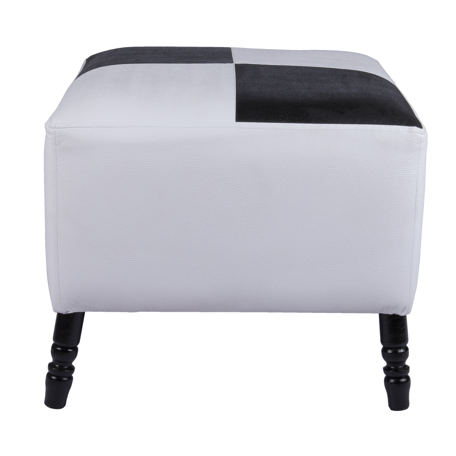 Máxima Design - Pouf Alejandro Diseño Blanco Negro Eco Cuero 54X54X44 Cm