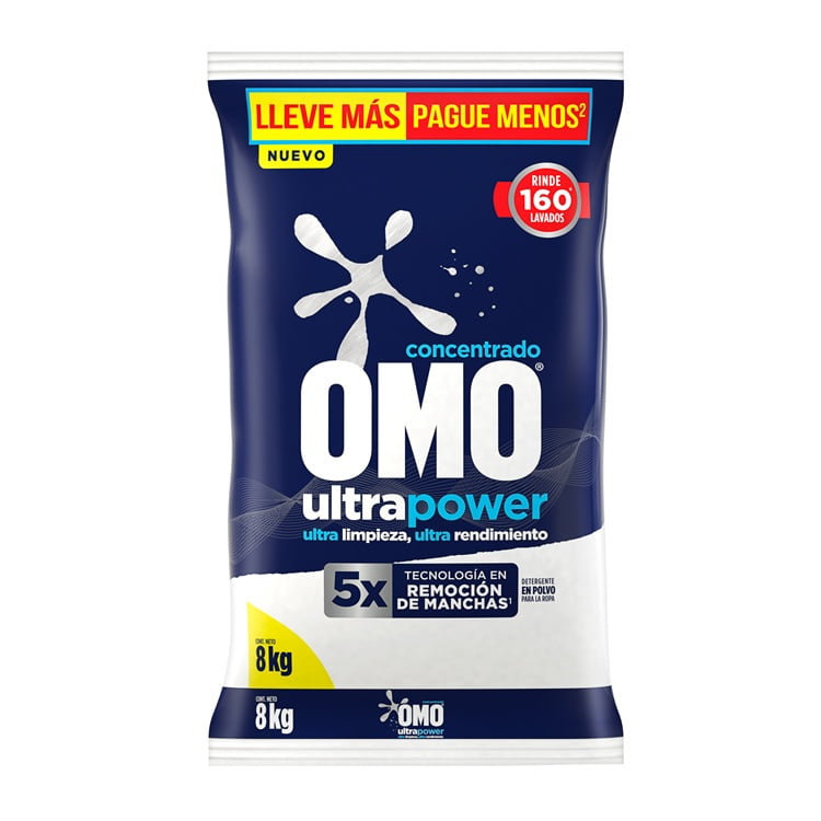 Detergente en Polvo Omo Ultra Power 8 KG