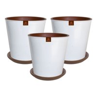 Pottery - Set De 3 Macetas Zaia 20 Cm Blanco Matte Y Sus Platos