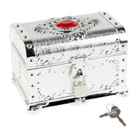 Bothyi - Caja De Almacenamiento De Colección De Cajas Del Tesoro Pirata Para Niños Caja De Almacenamiento De Cofre Pirata Plateada