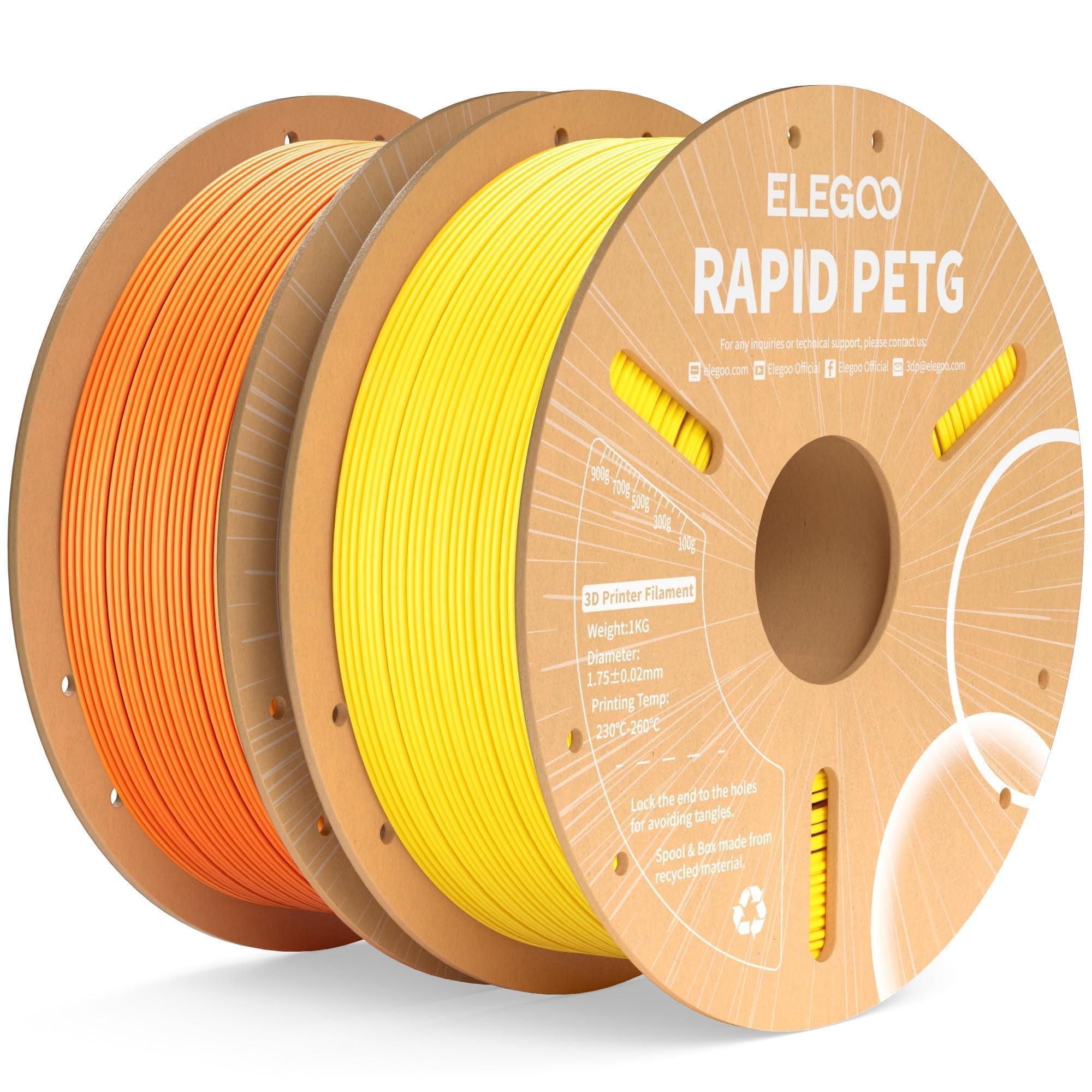 Filamento Para Impresora 3d Elegoo Rapid Petg De 1,75 Mm, Amarillo Y Naranja