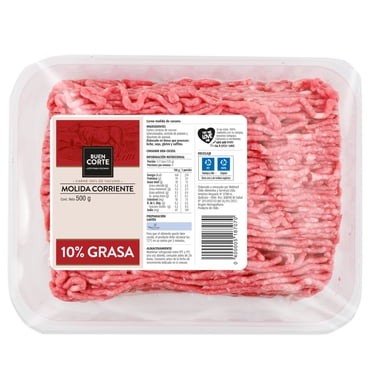 Carne Molida de Vacuno 10% grasa Bandeja., 500 gr