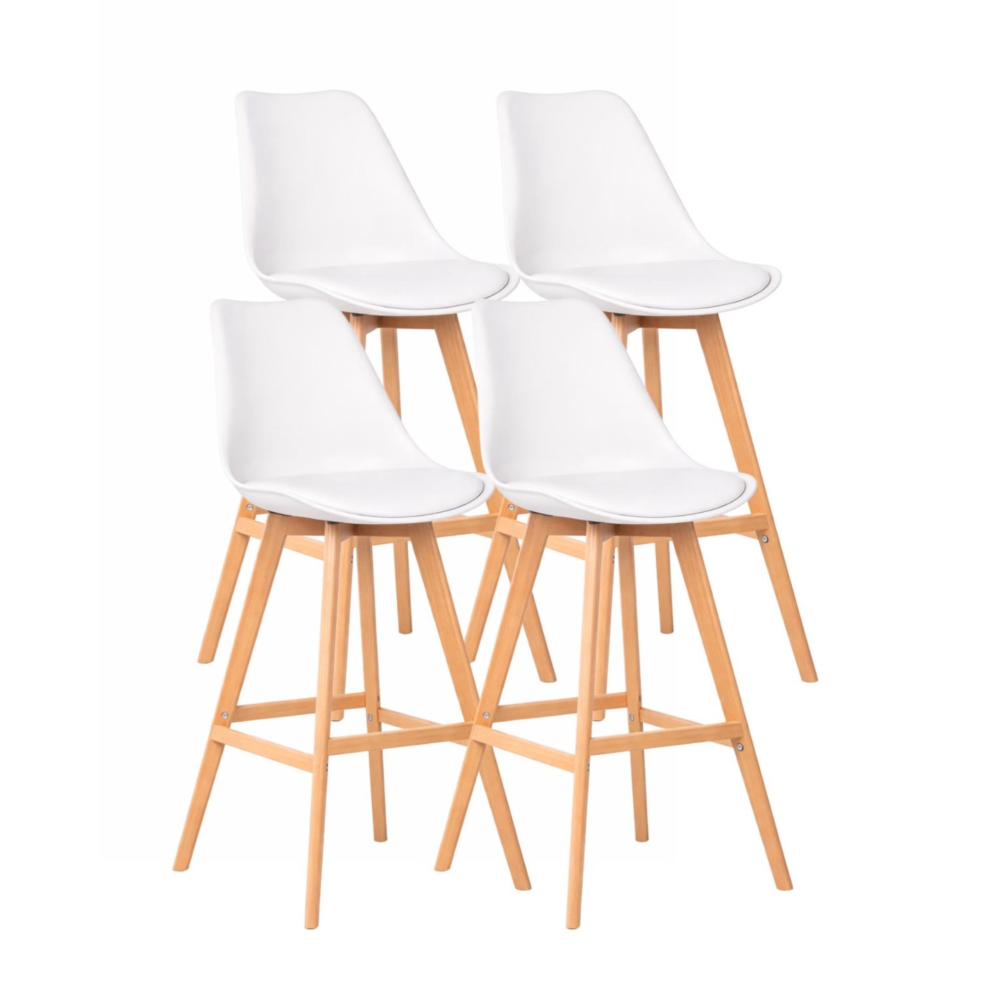 Habita2 Chile - Pack 4 Taburetes Tulip Acolchado 76 Cm Blanco