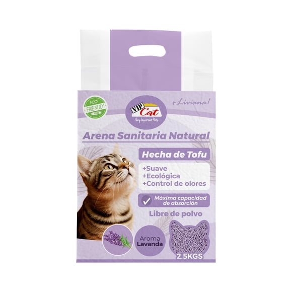 Arena Sanitaria Aglutinante Vip Cat Tofu 2,5 Kg. - Lavanda