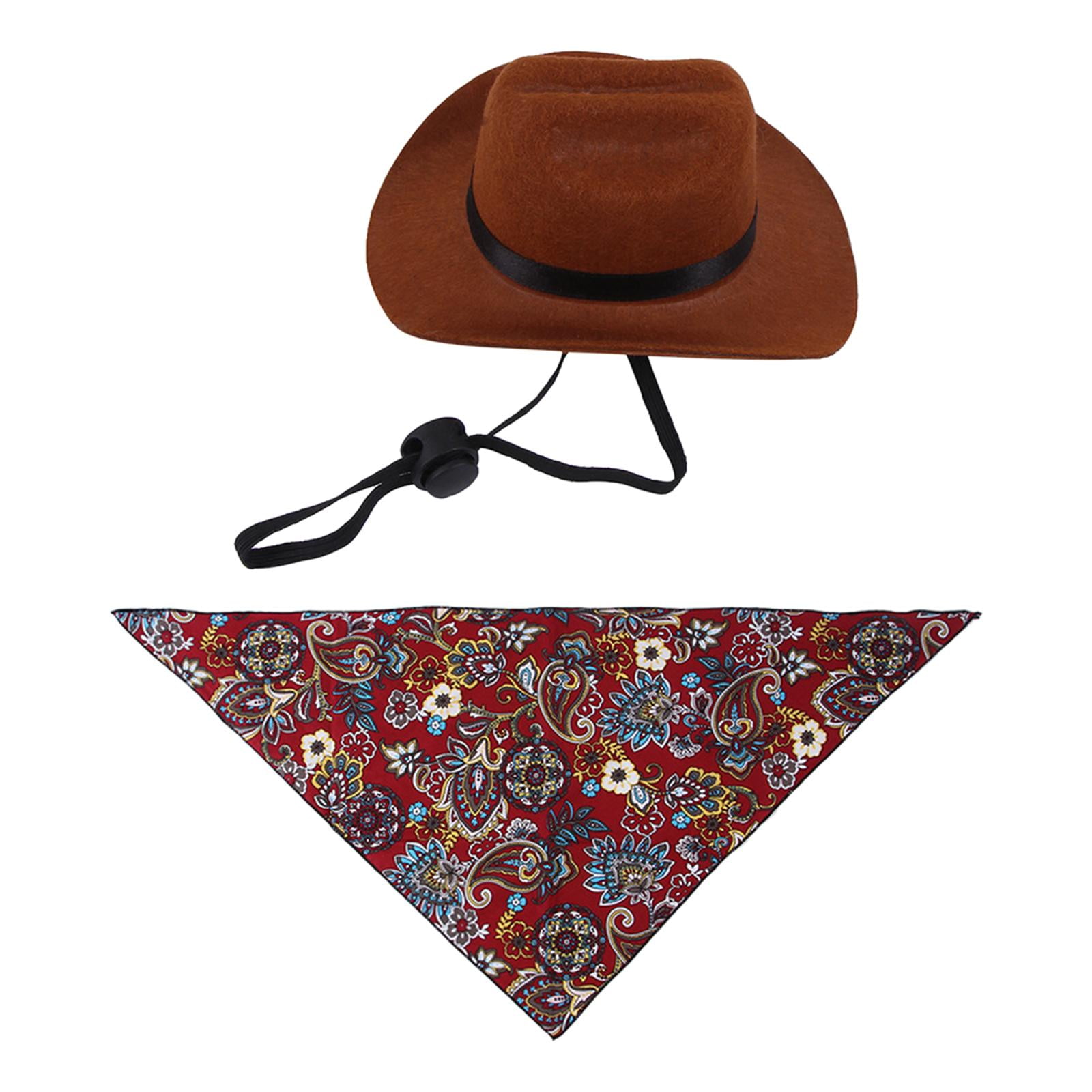 Sombrero De Vaquero Para Mascotas Universal Funny Western Caps Bandana Para Cumpleaños Vacaciones Vino Tinto M