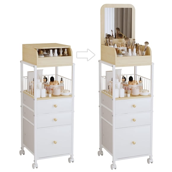 Carrito de Maquillaje ZQUYAJ con Espejo y Cajones