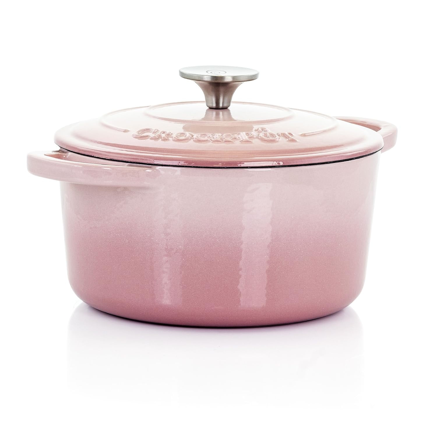 Horno Holandés Crock-pot De Hierro Fundido Esmaltado Artesanal, 3 Litros, Rosa Rubor