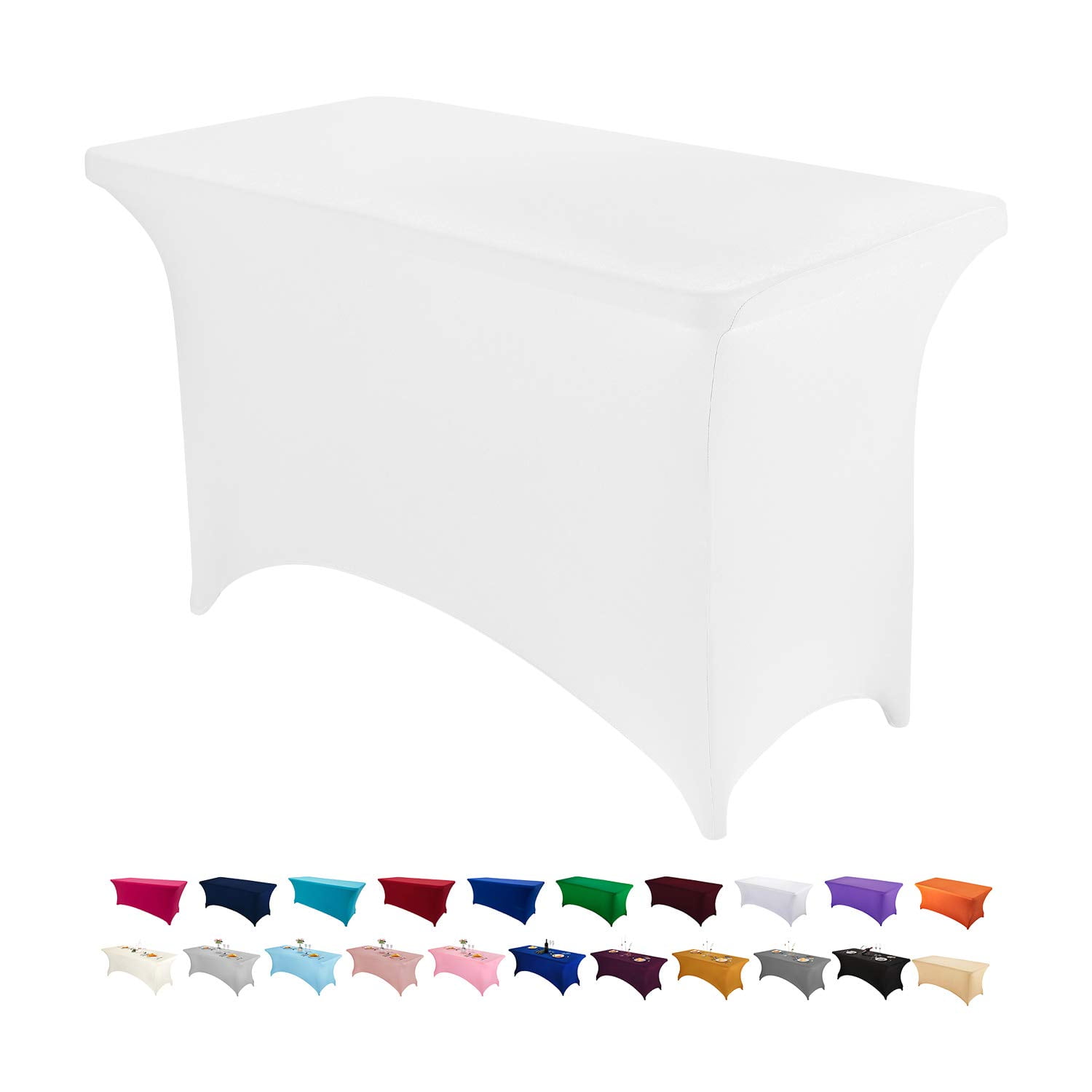 Mantel Peomeise De Elastano Elástico Rectangular De 4 Pies, Blanco