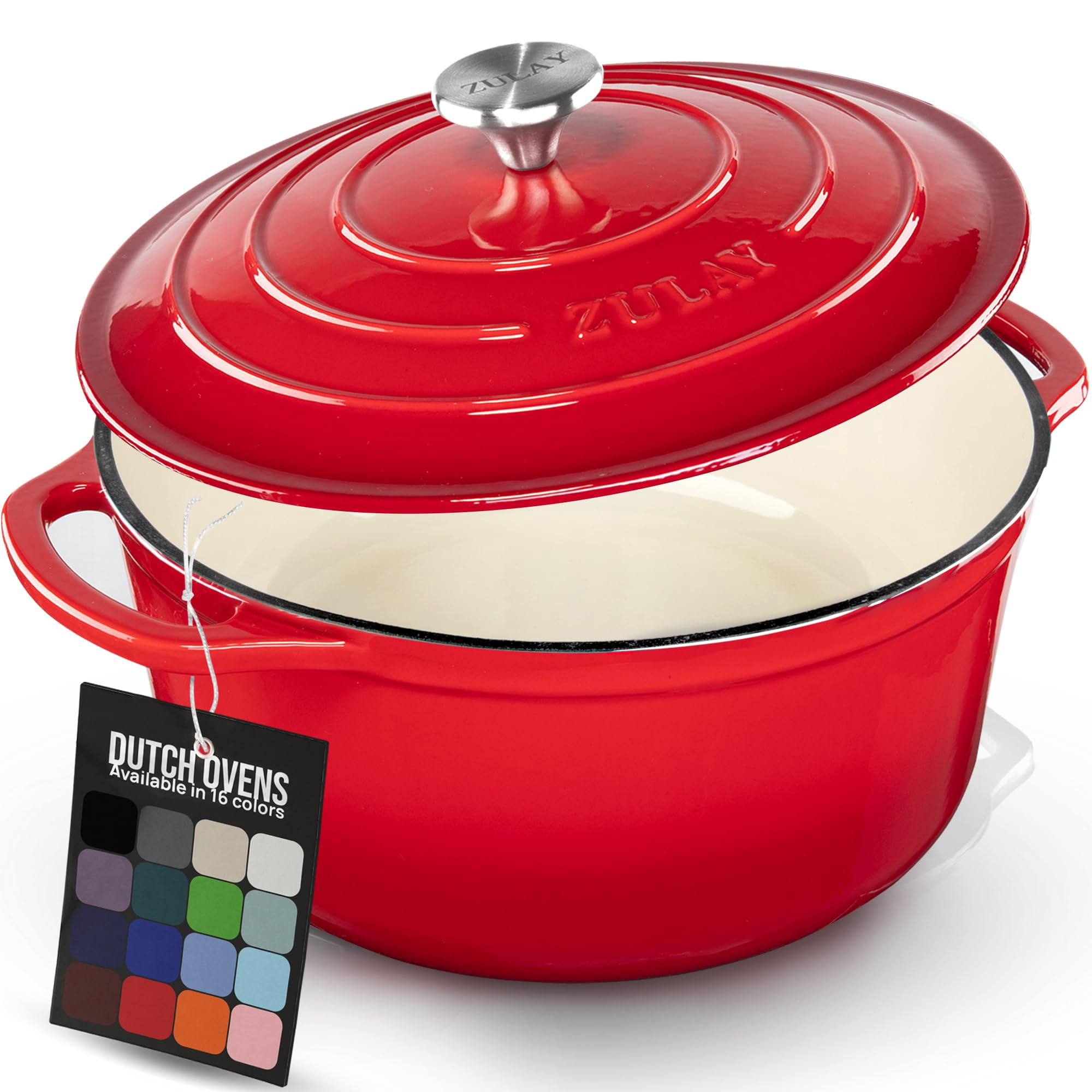 Olla Holandesa De Hierro Fundido Esmaltado Zulay Kitchen De 6,4 Cuartos, Roja
