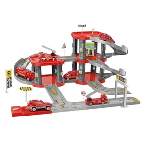 Dblue - Set Armable Mini Parking Garage De Bombero Con Autos Dbg1704