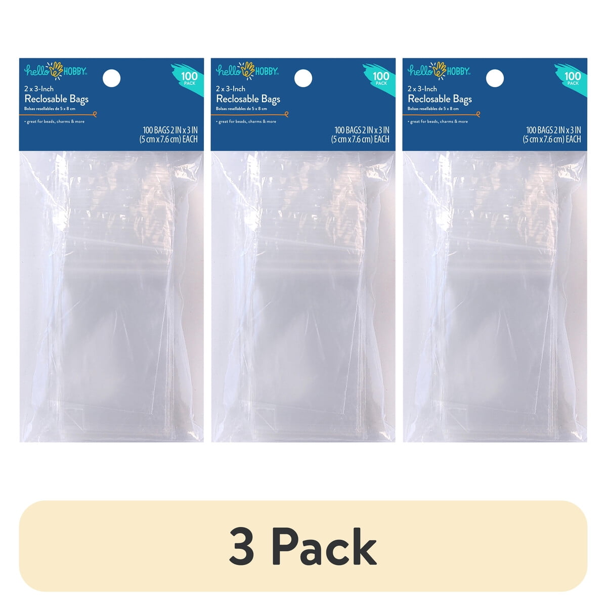 Bolsas Plasticas Hello Hobby 2x3cm Reutilizables 100u 3 Pack
