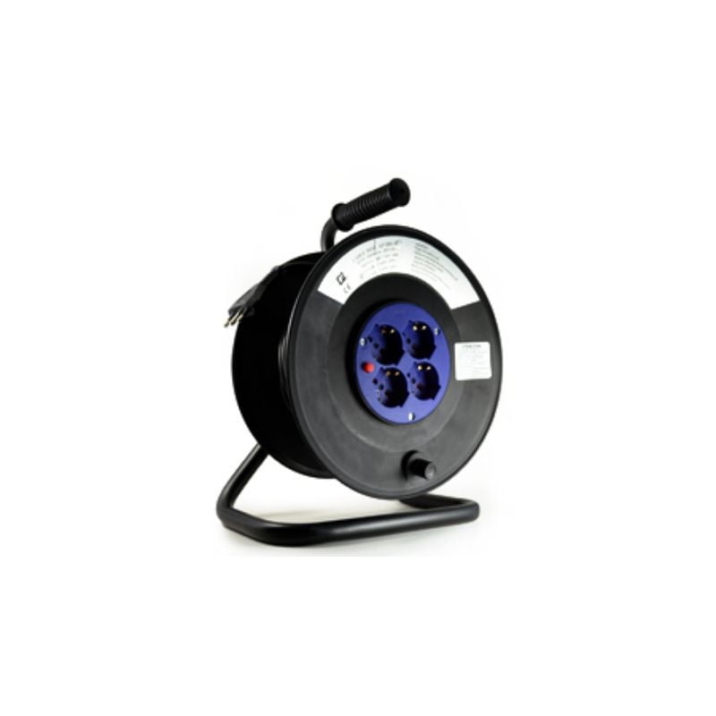 Rema - Alargador Carrete Industrial 16A250V 4 Posiciones 40 Metros Negro