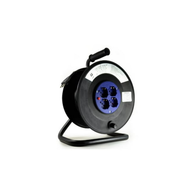 Alargador Carrete Industrial 16A250V 4 Posiciones 20 Metros negro
