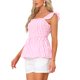 thumbnail image 4 of INSPIRE CHIC Blusa de Cuadros con Peplum para Mujer de Regreso a Clases Cuello Cuadrado Sin Mangas Verano Color Melocotón Claro Talla L, 4 of 6