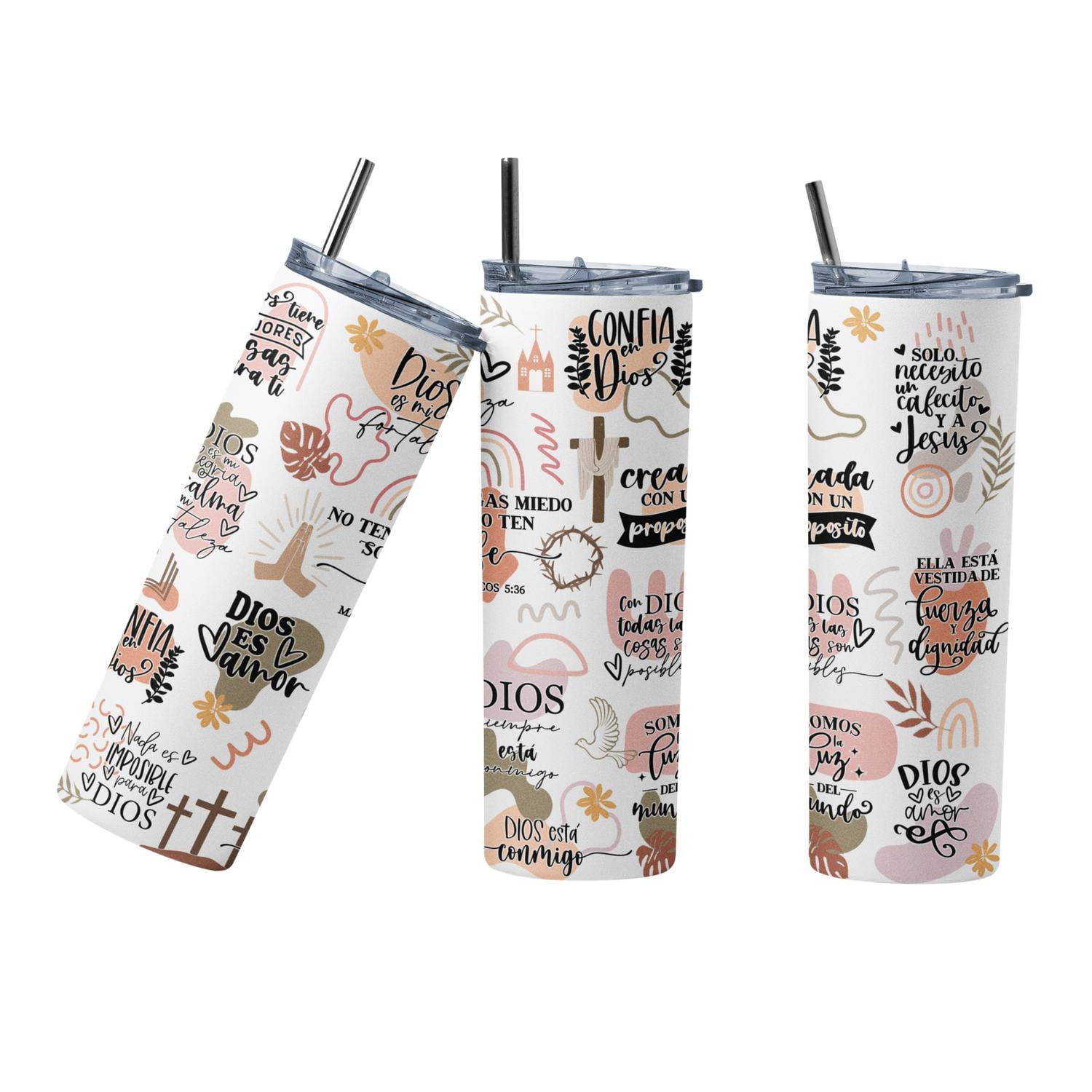 Sm - Termo Botella Térmica Cristiano Creado Con Un Propósito Frases Blanco