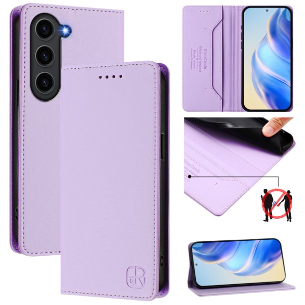 Funda Billetera con Soporte para Samsung Galaxy S23 Bloqueo RFID Plegable Morado claro