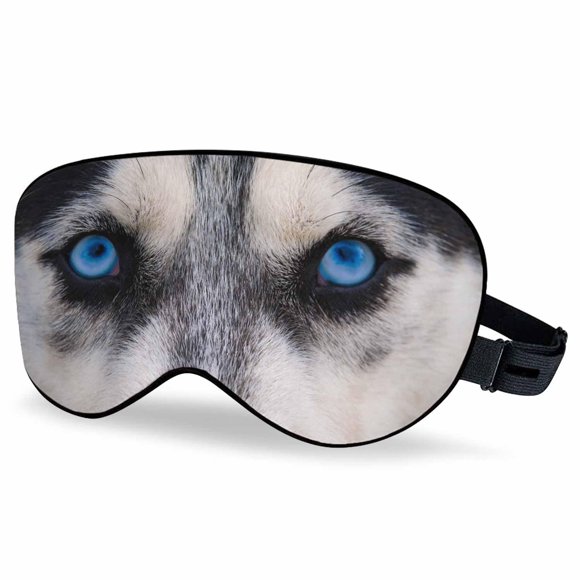 Antifaz para dormir VNWOALU Husky con diseño de lobo azul y correa ajustable