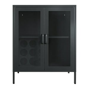 I Love Lockers - Bar 2 Puertas Con Repisa Ajustable Y Porta Botellas - Grafito