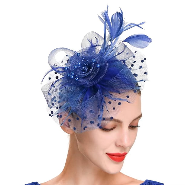 Elegant Fascinators Hat for Women - Perfect for Tea Parties, Kentucky Derby, Weddings, and Cocktail Parties - Features Mesh, Feathers, and Flower Decorations