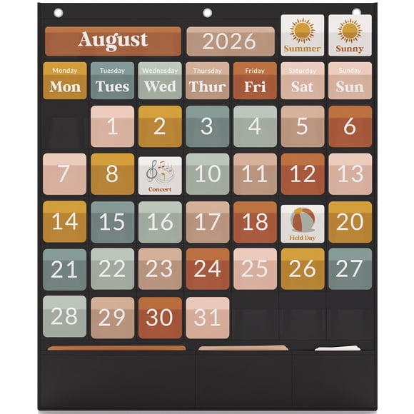 Calendario KIBAGA 74x61 cm – Tabla de bolsillo para aula con 86 tarjetas