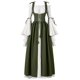 thumbnail image 1 of Costume Spooktacular Creations Renaissance para mujer, color verde oliva, 1 of 8