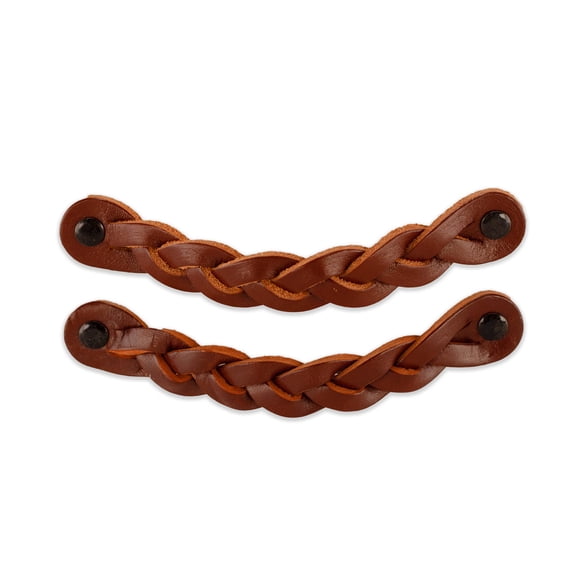 Tiradores de cuero para cajón Brute Strength trenzados color cognac, 2 pzas