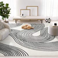 Alfombra Abani Nuevo, Color Crema Y Negro Con Forma De Espiral, 240 X 300 Cm, Color Beige