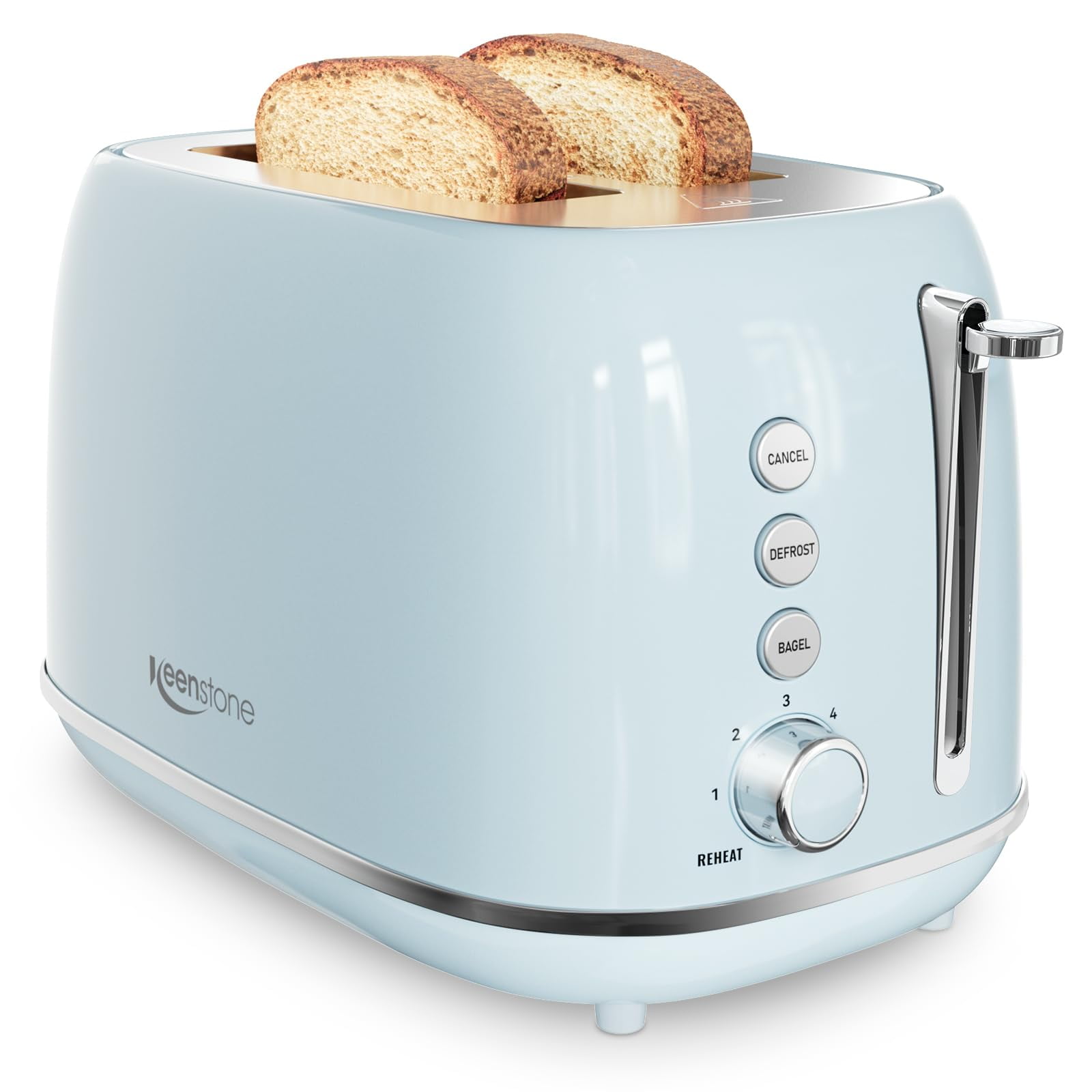 Tostadora Keenstone De 2 Rebanadas, Retro, De Acero Inoxidable, Azul