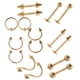 thumbnail image 2 of 16pcs 16g curvado barbell spike nariz ombligo ceja lengua anillo de oro, 2 of 5