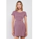 thumbnail image 1 of Vestido Mini Ajustado con Detalle de Abertura y Manga Corta a Rayas Rosas y Negras M, 1 of 3