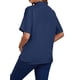 thumbnail image 3 of Blusa de Maternidad para Mujer INSPIRE CHIC Manga Dolman Holgada Abotonada con Abertura Cuello de Punto Manga Corta Camisas de Embarazo M Azul Marino, 3 of 6