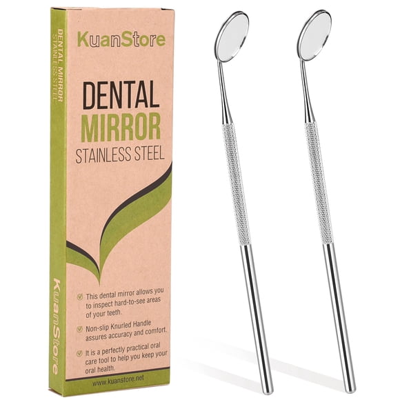 Espejo Dental KuanStore 16 cm Acero Inoxidable 2 Unidades