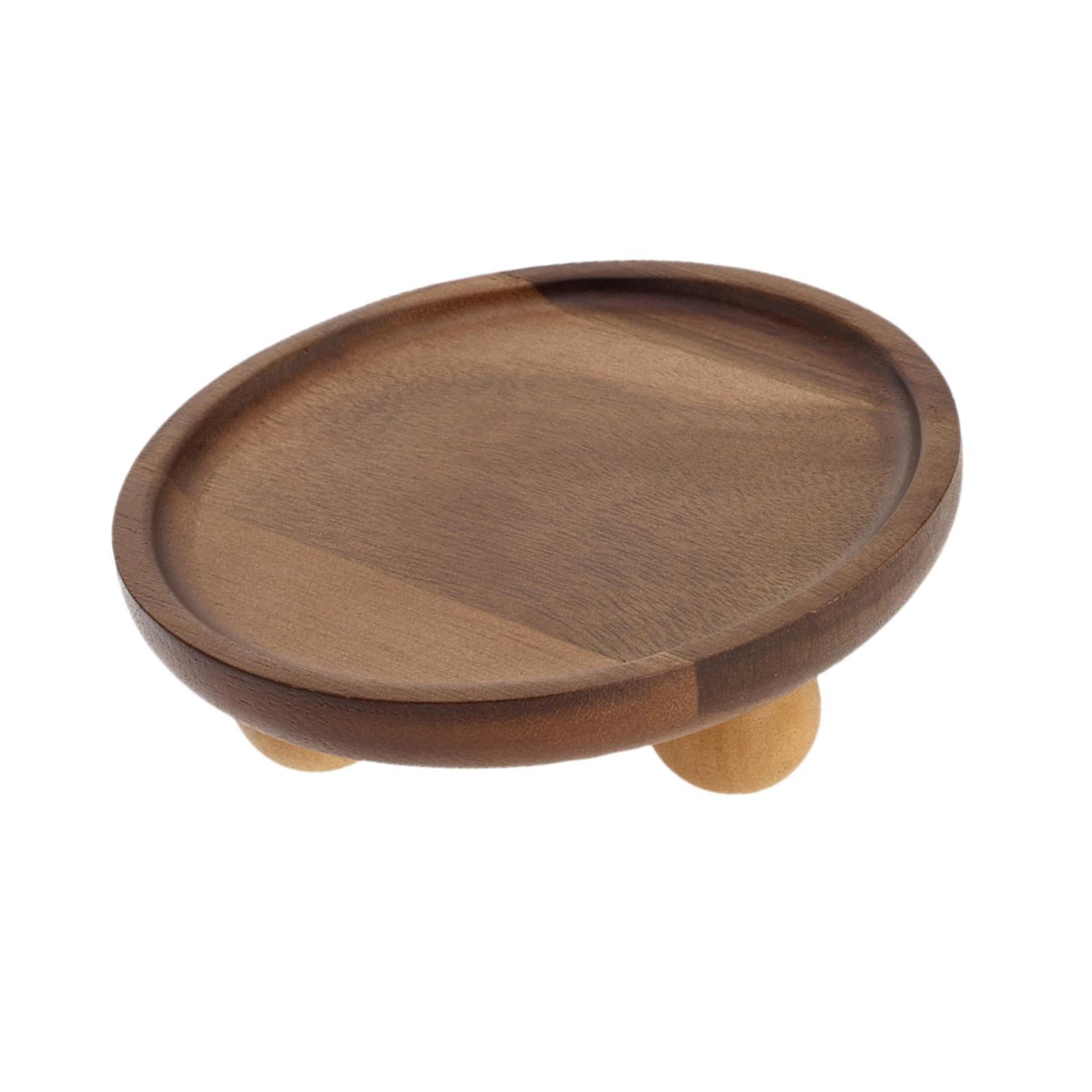 Magideal - Bandeja De Madera Para Guardar Joyas, Bandeja Rústica Para Servir, Ahorra Espacio, Soporte De Pedestal Para Exhibición De Joyas, Ideal Para Baño, Chim Redondo