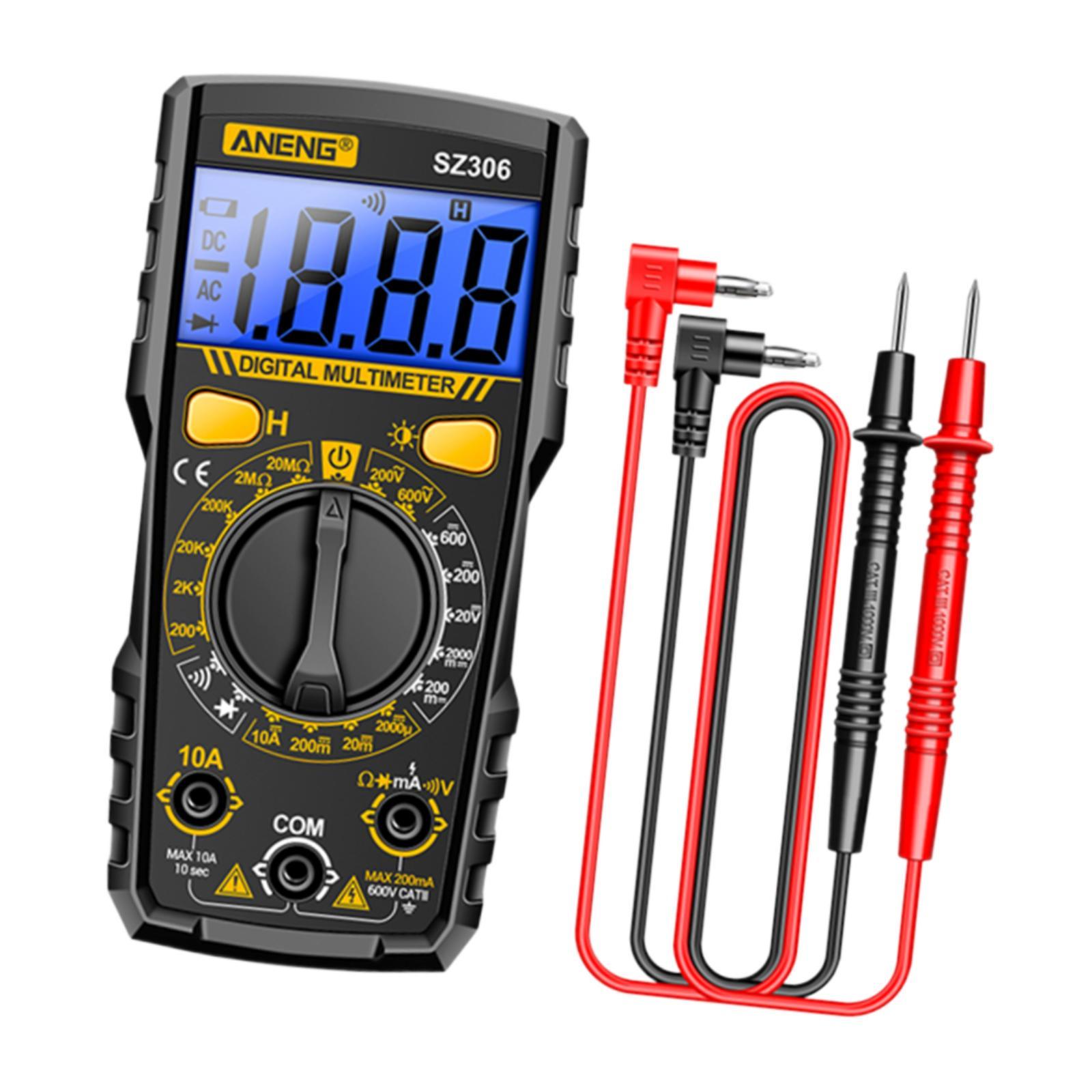 Ioensy - Multímetro Digital Con Apagado Automático Para Tomas De Corriente Domésticas De Automóviles, Color Negro