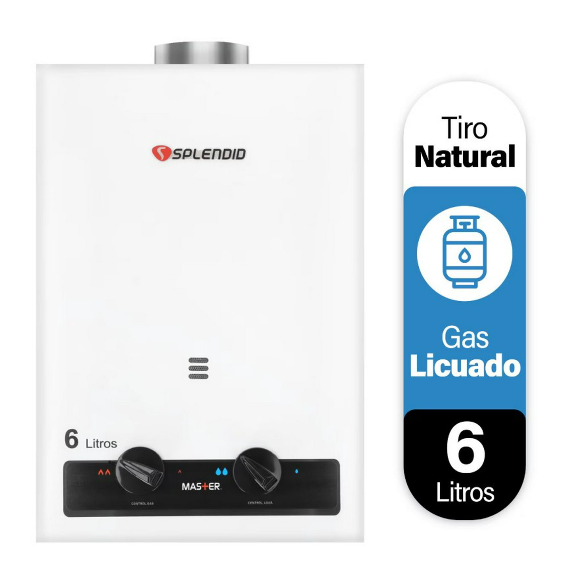 Calefont 6 Litros Gas Licuado Tiro Natural Splendid