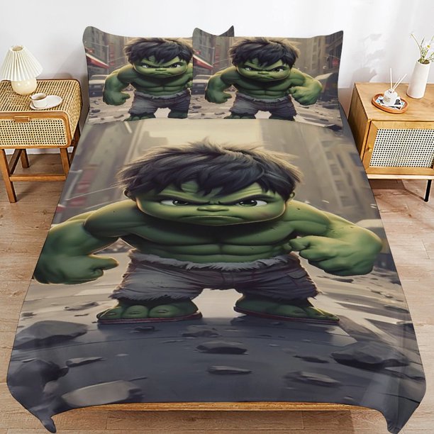 The Hulk Bedding Sets Ultra Soft Skin-Friendly Duvet Cover 3 Piece, Cute Comforter Cover Bed Set for Boys Girls Kids