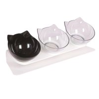 Ioensy - Cuencos Elevados Para Gatos, Cuenco Duradero Para Comida Y Agua Para Gatos De Interior, Cachorros, Transparente, Negro