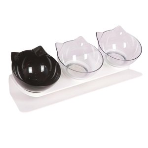 Ioensy - Cuencos Elevados Para Gatos, Cuenco Duradero Para Comida Y Agua Para Gatos De Interior, Cachorros, Transparente, Negro
