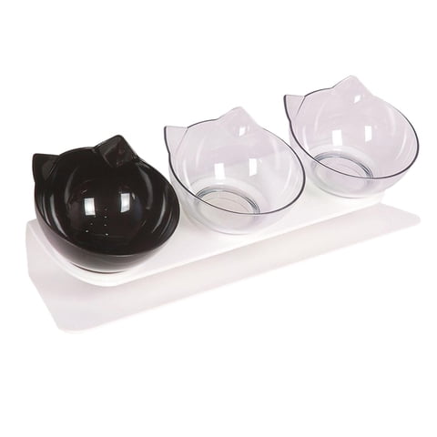 Ioensy - Cuencos Elevados Para Gatos, Cuenco Duradero Para Comida Y Agua Para Gatos De Interior, Cachorros, Transparente, Negro