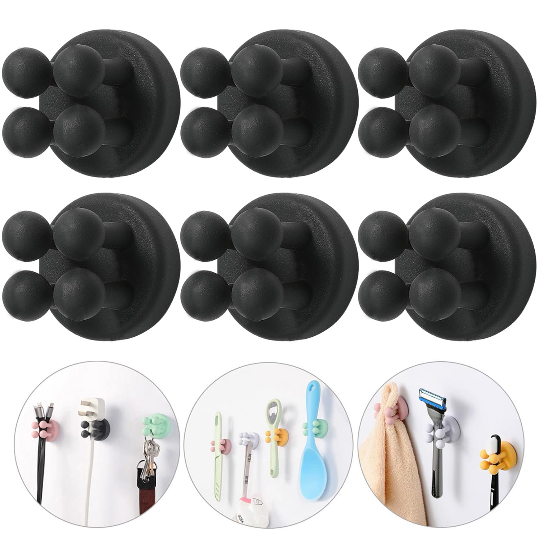 Zezhou - Soporte Para Cepillos De Dientes Ibetterlife Para Pared De Ducha, Silicona, Negro