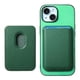 thumbnail image 1 of Funda de Cuero Magnética con Tarjetero para iPhone 15 Plus Cubierta Delgada Verde, 1 of 5