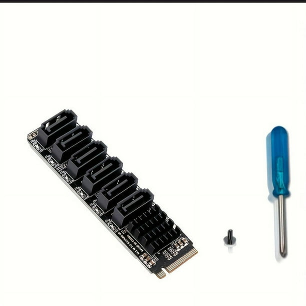 M2 NVME To Sata 3.0 6 Port Adapter Conversion Card ASM1166 Chip With Aluminum Alloy Heat Sink, Suitable For Sata SSD Expansion