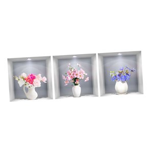 Magideal - Pack De 3 Pegatinas De Pared, Decoración De Calcomanías De Pared, Mural De Diseño Floral Autoadhesivo Diy Para Casas De Alquiler, Restaurantes, Cocina
