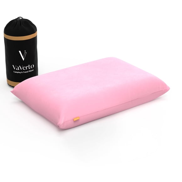 Almohada de camping Vaverto, espuma viscoelástica, firmeza media, 30 x 46 cm