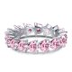 thumbnail image 2 of Anillo de Banda de Boda para Mujer de Plata Esterlina 100% 925 con Corazón de Amor, Circonia Cúbica y Gema de Zafiro Rosa, Joyería Fina, 2 of 8