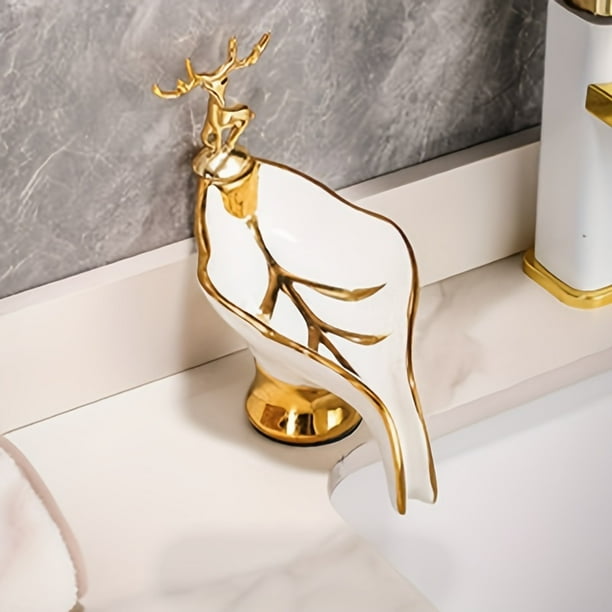 1pc Deer-Decorated Leaf Soap Dish - Self-Draining Soap Holder for Bathroom & Kitchen - Home Decor & Bathroom Essential