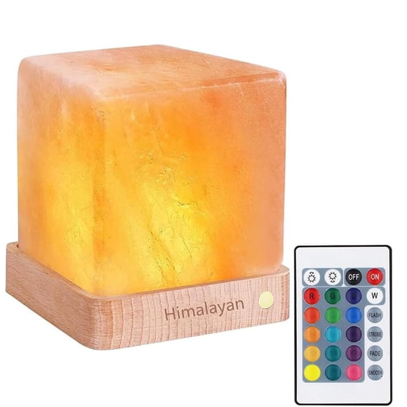 Lámpara de Sal del Himalaya TAOHUA GARDEN Cubo 6 cm USB con Control Remoto