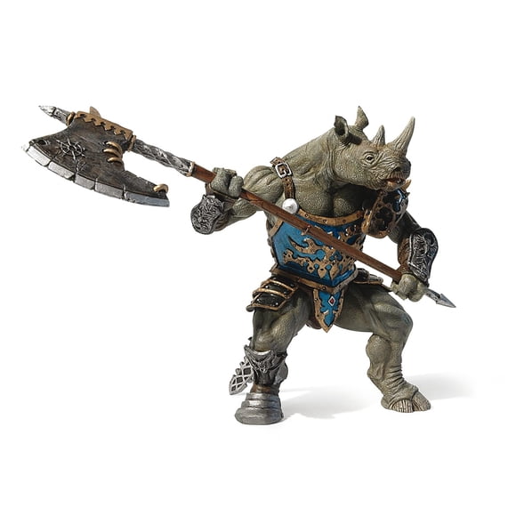 Figura de acción Papo Rhino Man con armadura parcial con hacha