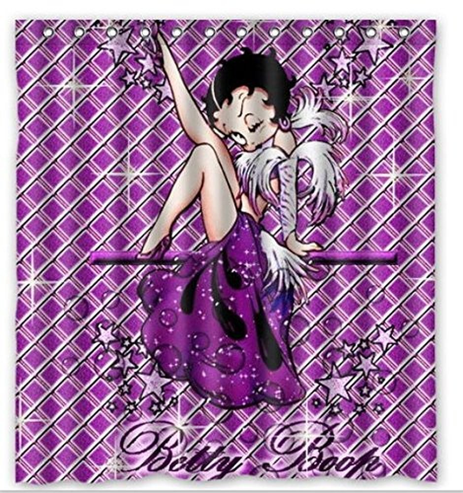 Pinghai - Cortina De Ducha Betty Boop, Juego De Cortinas De Baño Con Ganchos, Tamaño 60 X 72 Pulgadas